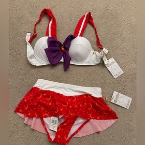 Hot Topic Sailor Mars (moon) Bikini two piece swimsuit NWT cosplay Small Sm